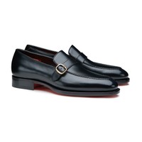 Men's black leather single-monk loafer - Santoni - 2