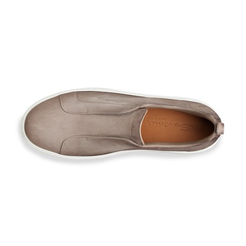 Men's beige suede slip-on sneaker - Santoni - 4
