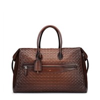 Dunkelbraune Reisetasche aus Flechtleder - Santoni - 1