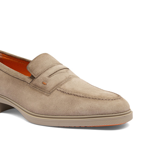 Men's beige suede Easy penny loafer - Santoni - 6