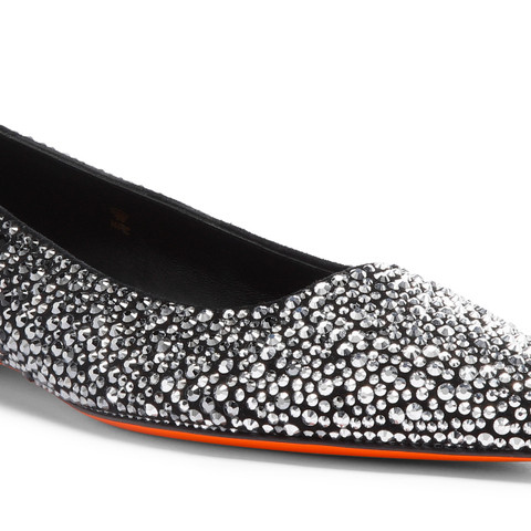 Women's black suede and strass ballet flat - Santoni - 5