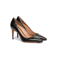Women's black leather high-heel pump - Santoni - 2
