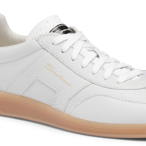 Men's white tumbled leather DBS Oly sneaker - Santoni - 6