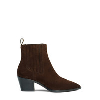 Women's dark brown suede texan ankle boot - Santoni - 1