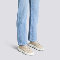 Women's beige tumbled leather sneaker - Santoni - 2