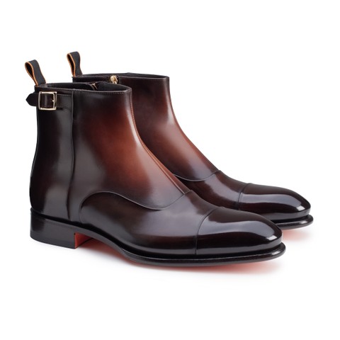 Men's dark brown leather ankle boot - Santoni - 2
