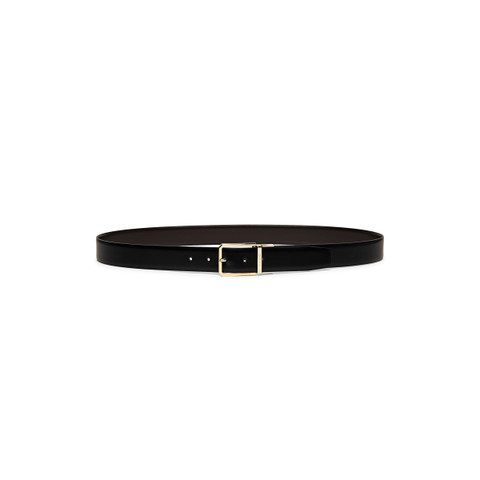 Ceinture ajustable et r&eacute;versible en cuir noir et marron - Santoni - 4