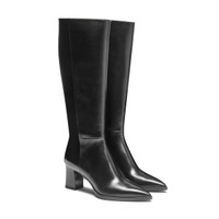 Women's black leather mid-heel boot - Santoni - 2