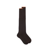 Dark brown Filo di Scozia mercerised cotton high socks - Santoni - 1