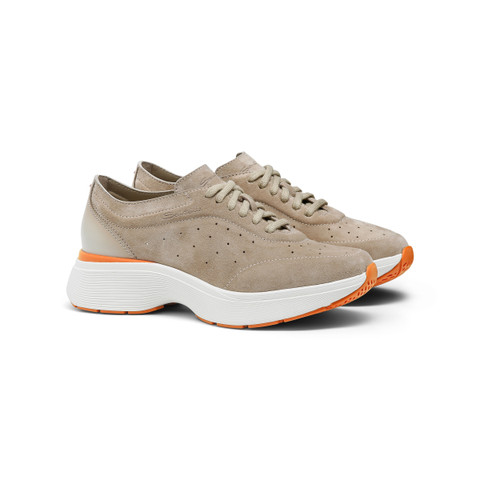 Women's beige suede Easy Bounce sneaker - Santoni - 3