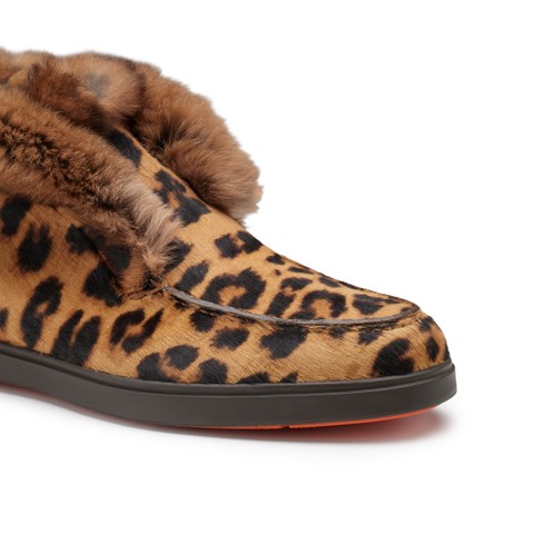 Women's cavallino leather desert boot with fur - Santoni - 5