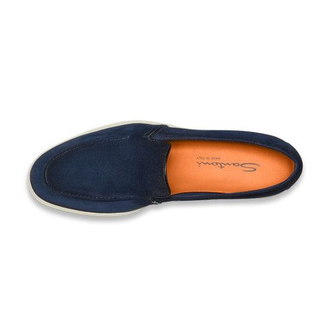 Men's blue suede loafer - Santoni - 5