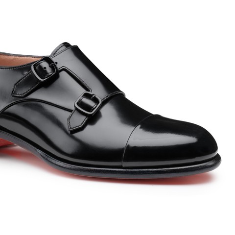 Chaussure &agrave; double boucle en cuir noir pour femme - Santoni - 5