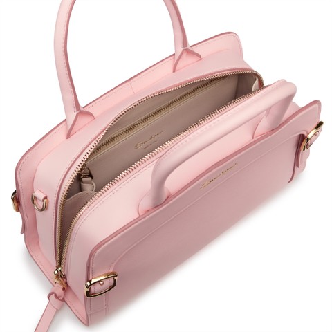 Pink leather handbag - Santoni - 6