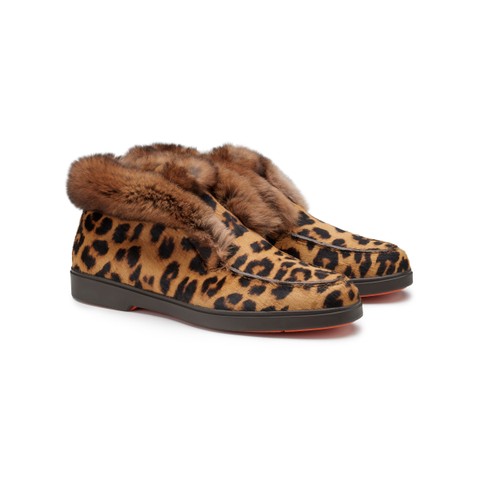 Women's cavallino leather desert boot with fur - Santoni - 2