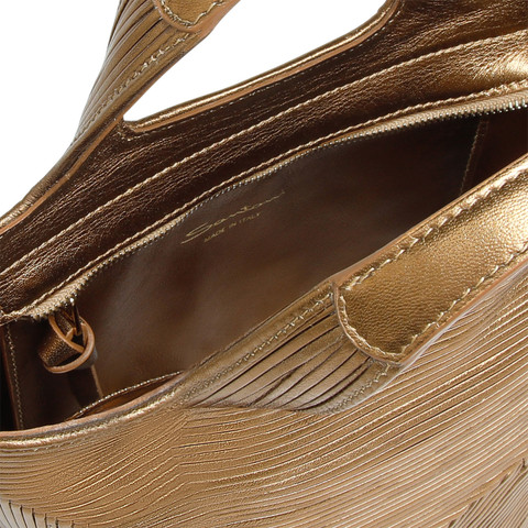 Gold laminated leather handbag - Santoni - 6