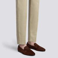 Men's dark brown suede Carlo penny loafer - Santoni - 2