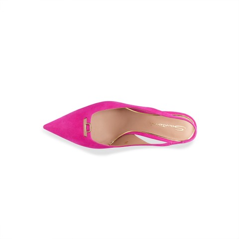 Women's pink suede mid-heel slingback - Santoni - 5