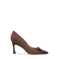 Women's dark brown suede high-heel pump - Santoni - 1