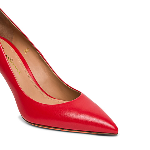Women's red leather high-heel pump - Santoni - 5