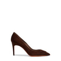 Women's dark brown suede high-heel Santoni Sibille pump - Santoni - 1
