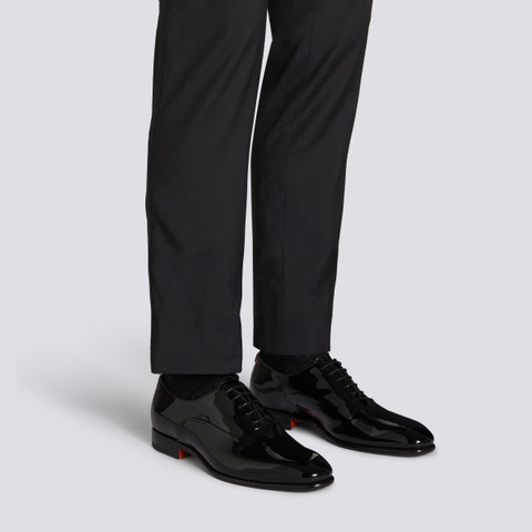 Men's black patent leather Oxford shoe - Santoni - 2