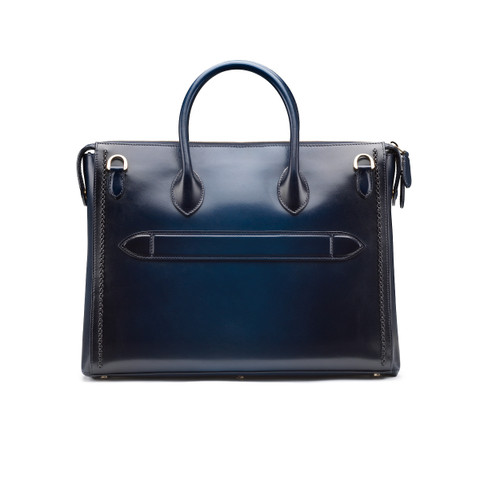 Blue leather Meraviglia Collection laptop bag - Santoni - 4