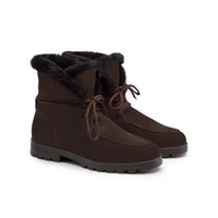 Women's dark brown suede ankle boot with fur - Santoni - 2
