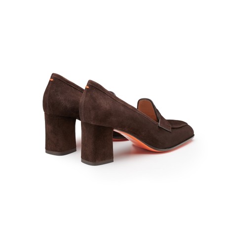 Women's dark brown suede high-heel pump - Santoni - 3