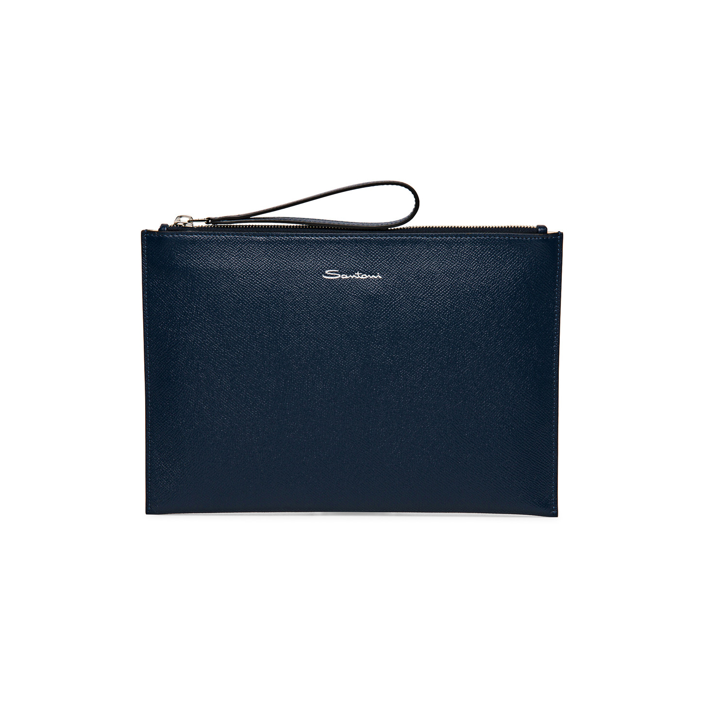 Santoni Pouch in saffiano blu
