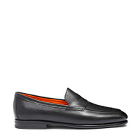 Men's black leather Carlo penny loafer - Santoni - 1