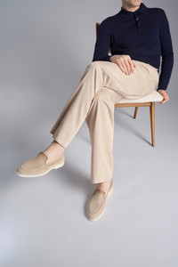 Men's beige suede loafer - Santoni - editorial
