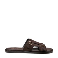 Men's dark brown suede double-buckle sandal - Santoni - 1