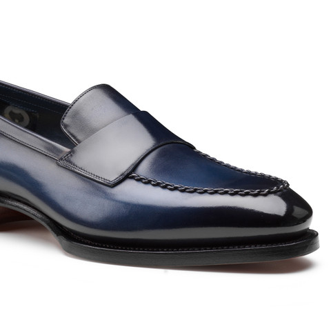 Men's blue leather Meraviglia Collection penny loafer - Santoni - 5