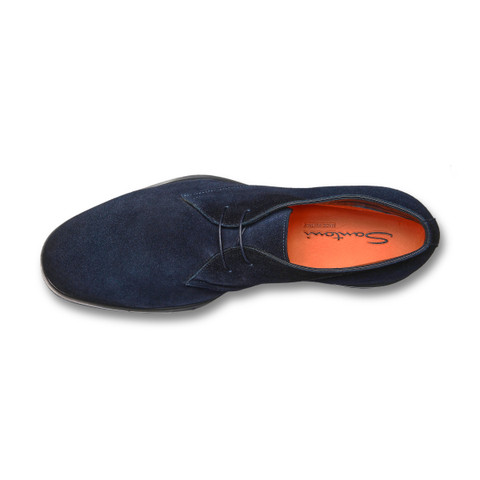 Men's blue suede Easy desert boot - Santoni - 4