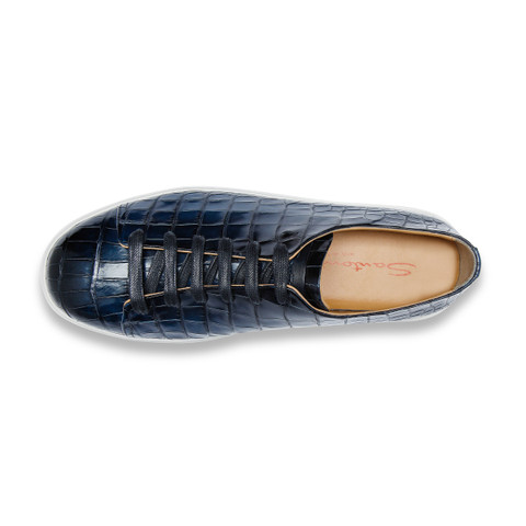 Men's blue alligator leather sneaker - Santoni - 4