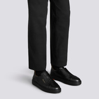 Men's black tumbled leather slip-on sneaker - Santoni - 2