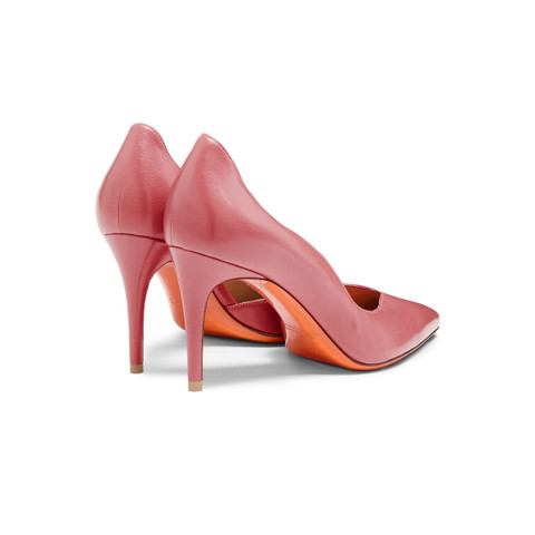 Women's pink leather high-heel pump - Santoni - 4