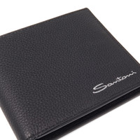 Black tumbled leather wallet - Santoni - 2
