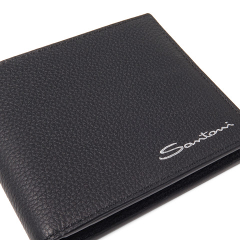 Black tumbled leather wallet - Santoni - 2