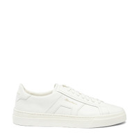 Men’s white leather double buckle sneaker - Santoni - 1