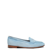 Women's light blue suede Carla loafer - Santoni - 1