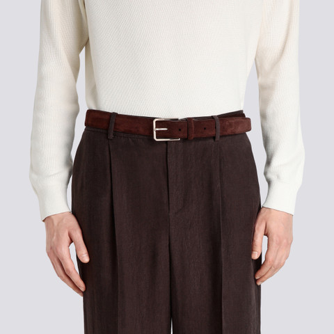 Men's brown suede adjustable belt - Santoni - 2