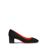 Women's black suede low-heel pump - Santoni - 1