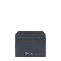 Blue tumbled leather credit card holder - Santoni - 1