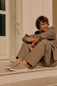 Men's beige nubuck sneaker - Santoni - editorial