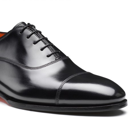 Men's black leather Oxford shoe - Santoni - 5