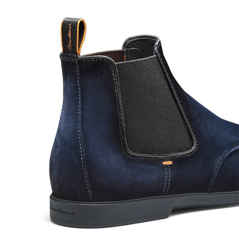 Men&rsquo;s blue suede Chelsea boot - Santoni - 6
