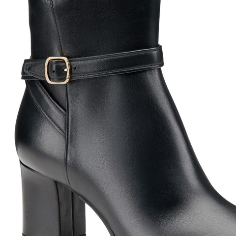 Women's black leather mid-heel ankle boot - Santoni - 6
