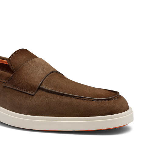 Men's brown suede penny loafer - Santoni - 6